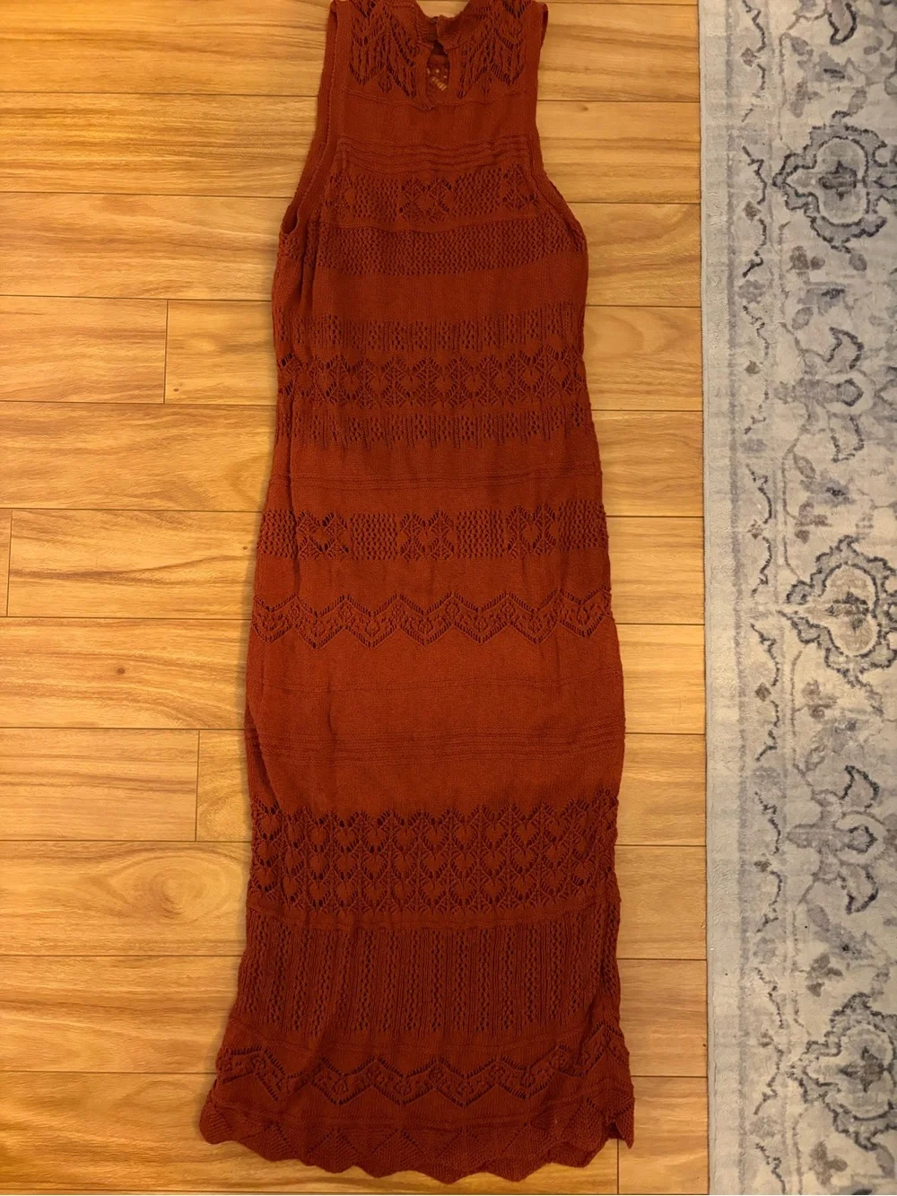 Anthropologie Terracotta Textured Sleeveless Knit Midi Dress